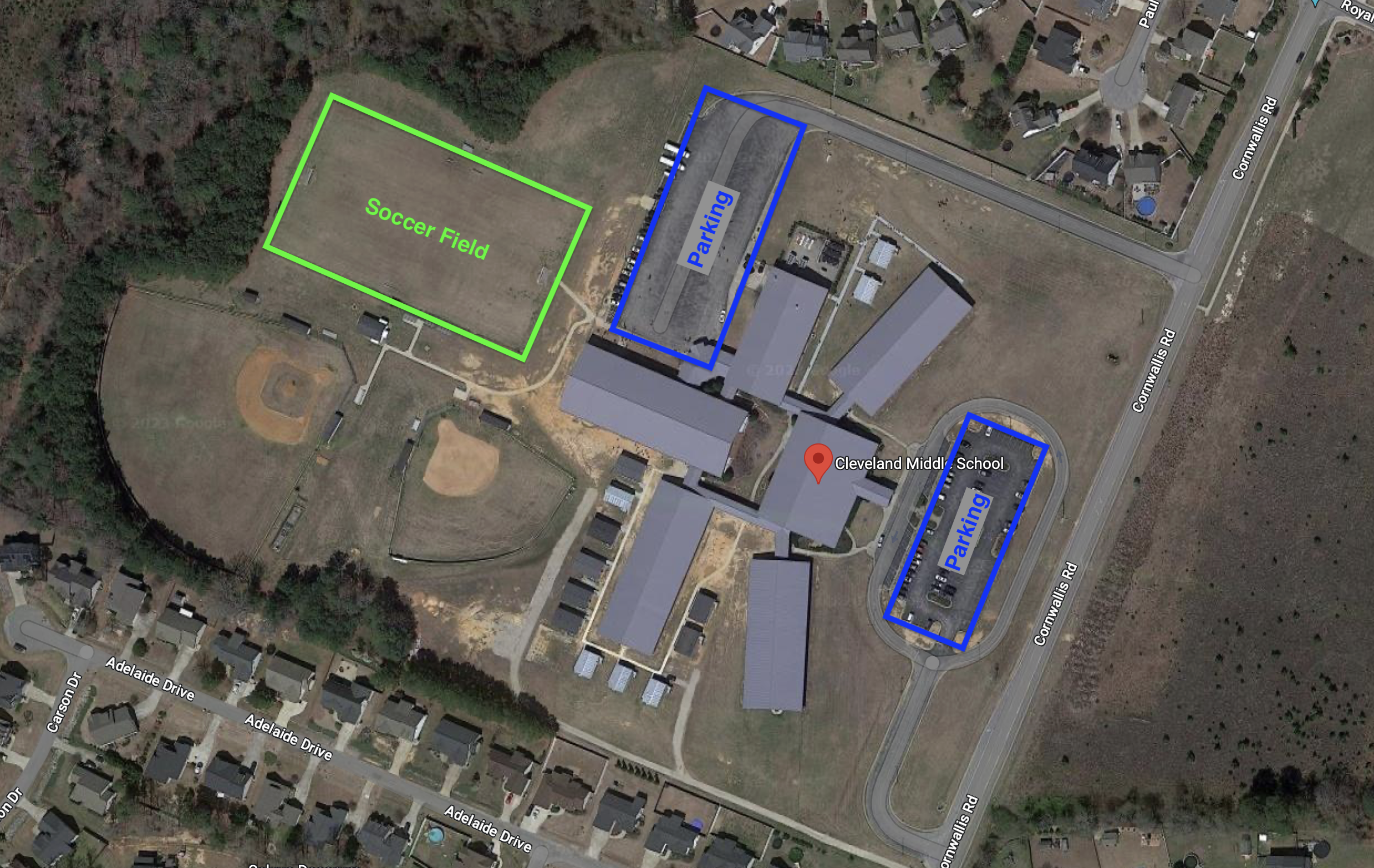 Cleveland Middle School Field Travel Soccer Fields